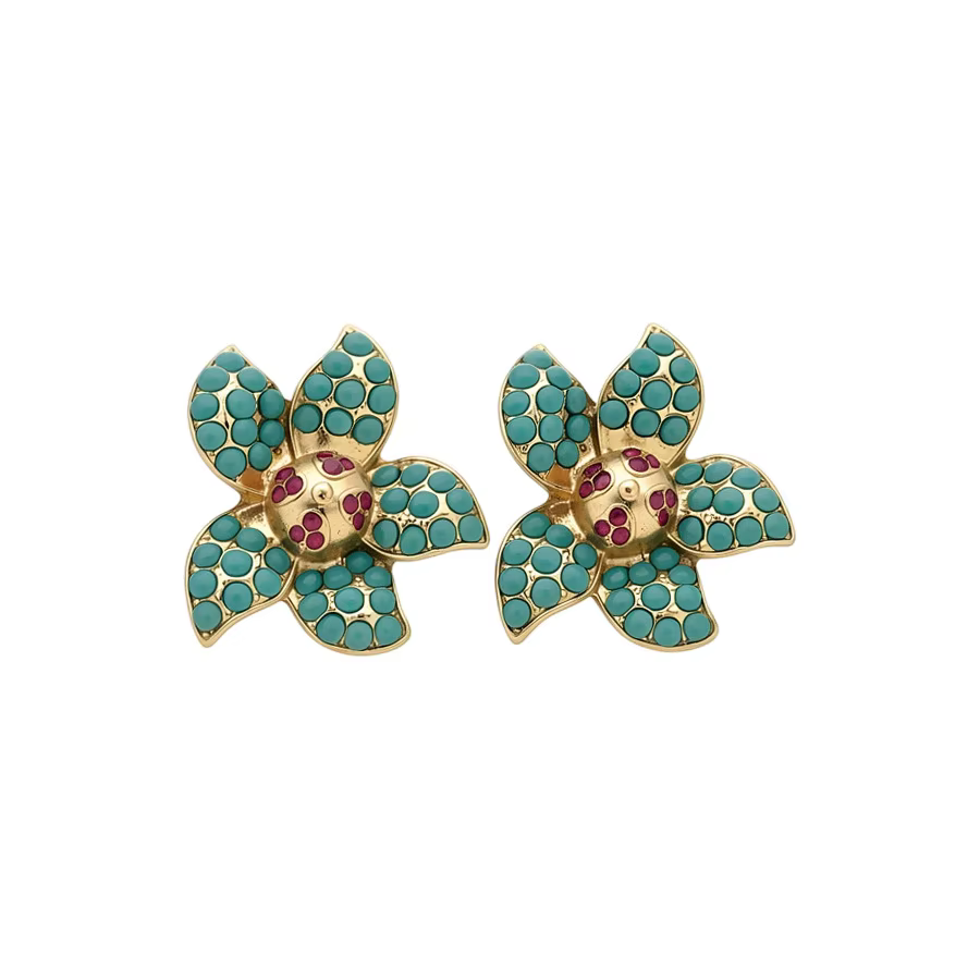 Boucles d'oreilles clous vintage en résine et cristal