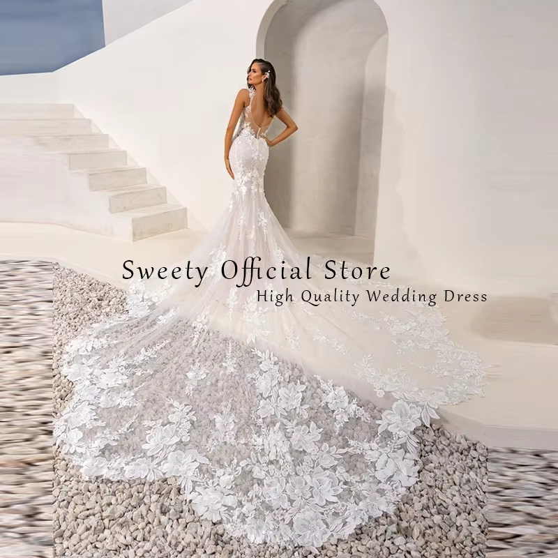Robe De mariée sirène élégante en Organza avec broderie