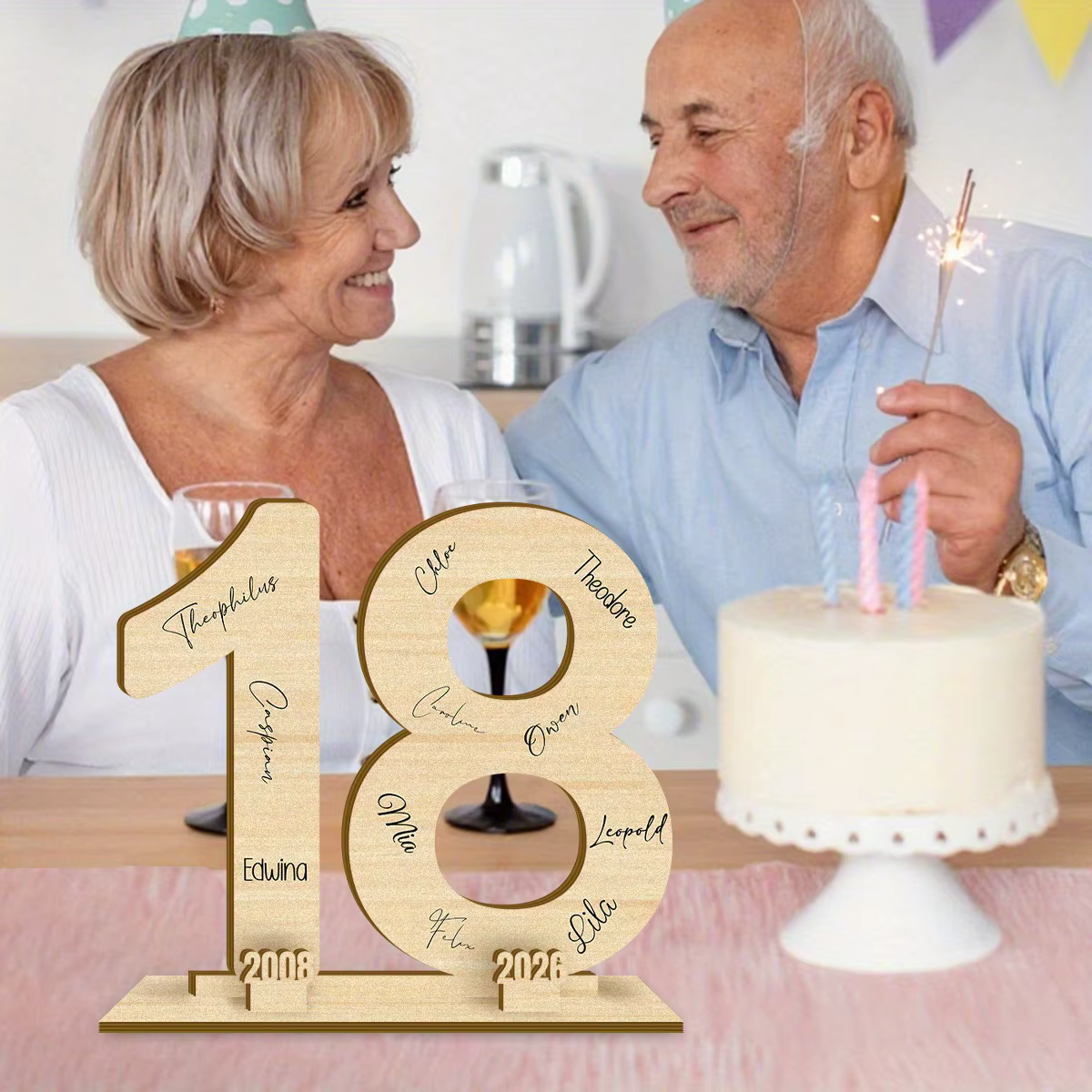 Plaque Numérotée en Bois N°18 2026 pour Livre d'Or d'Anniversaire et de Mariage