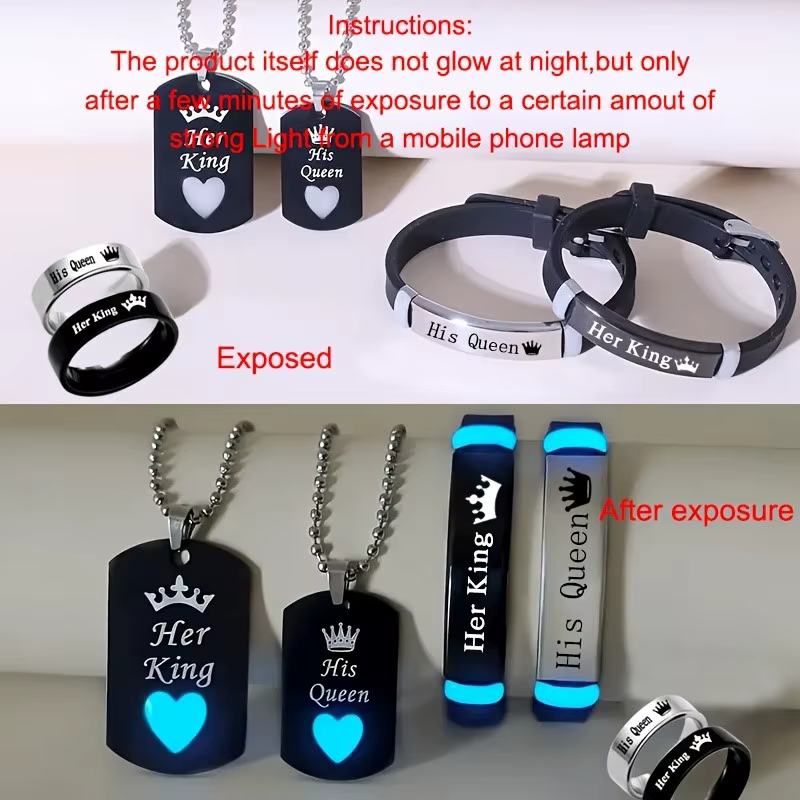 Ensemble de bijoux lumineux en acier inoxydable pour femmes