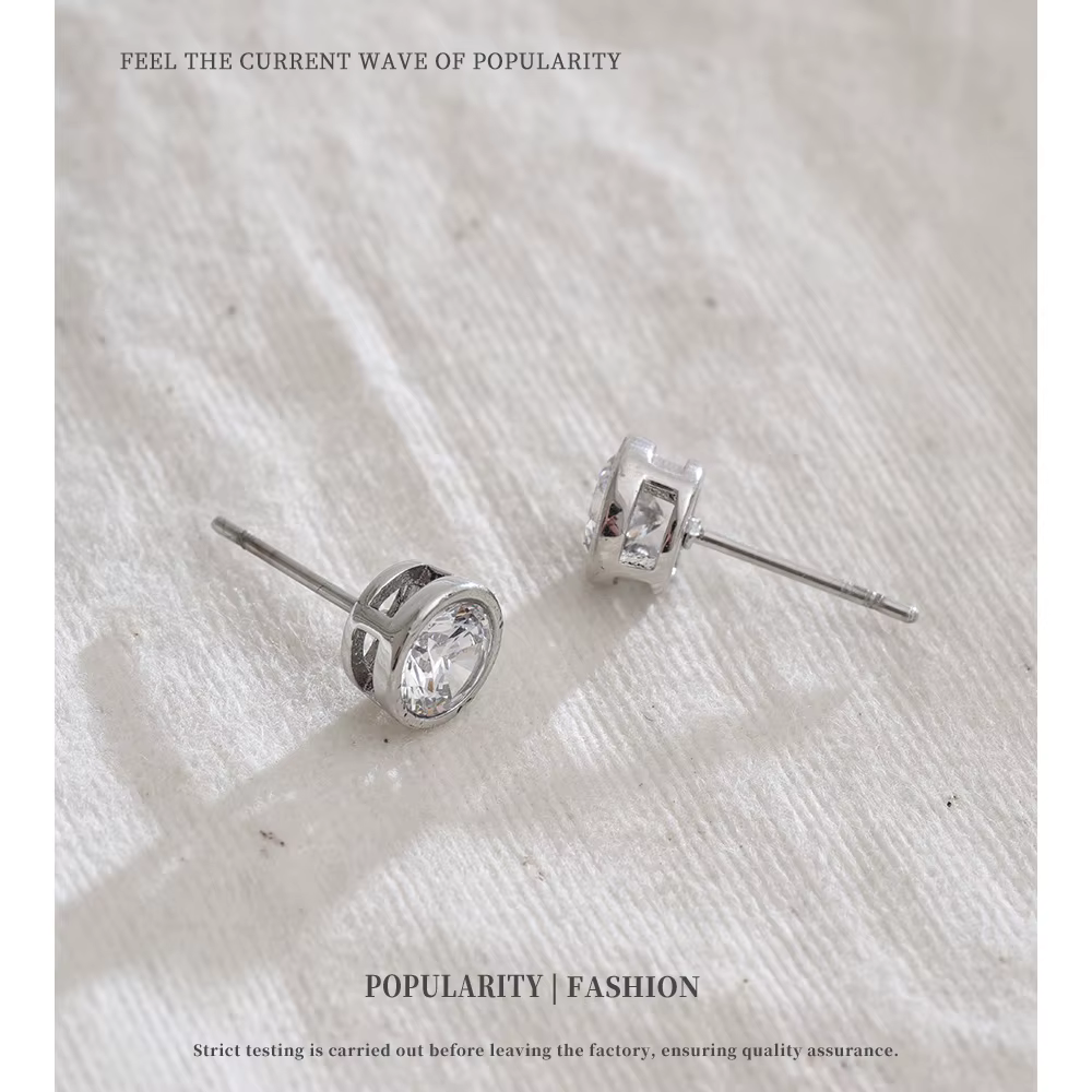 Boucles d'oreilles en acier inoxydable et zircone cubique