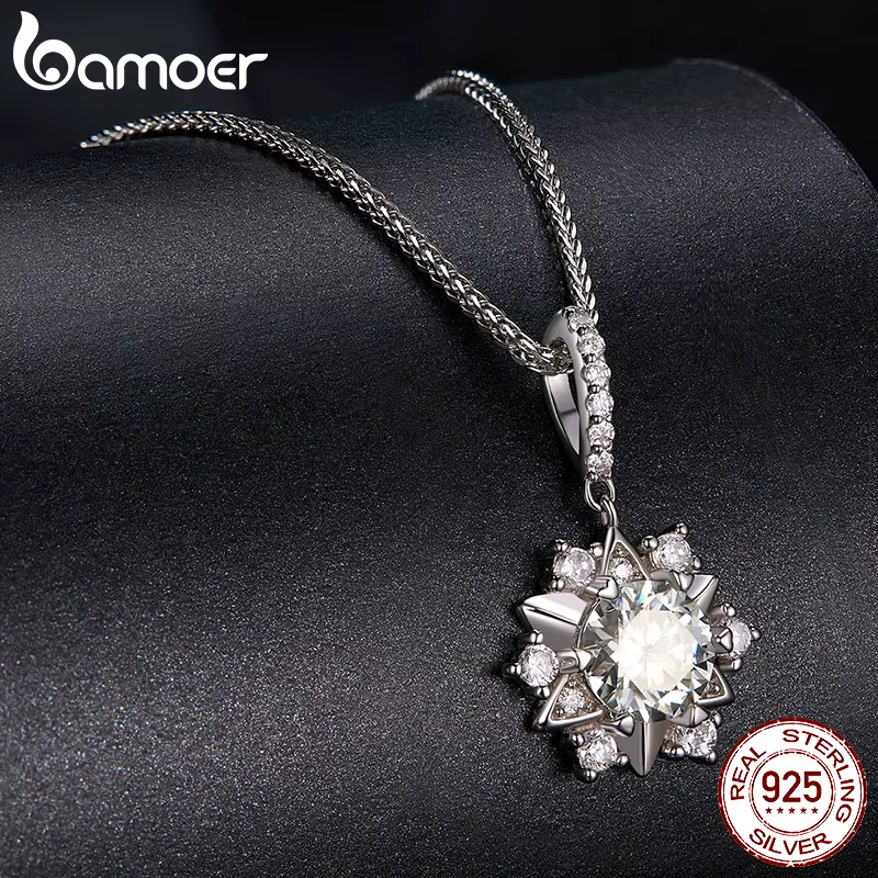 Bamoer – ensemble collier et boucles d'oreilles en Moissanite pour femmes