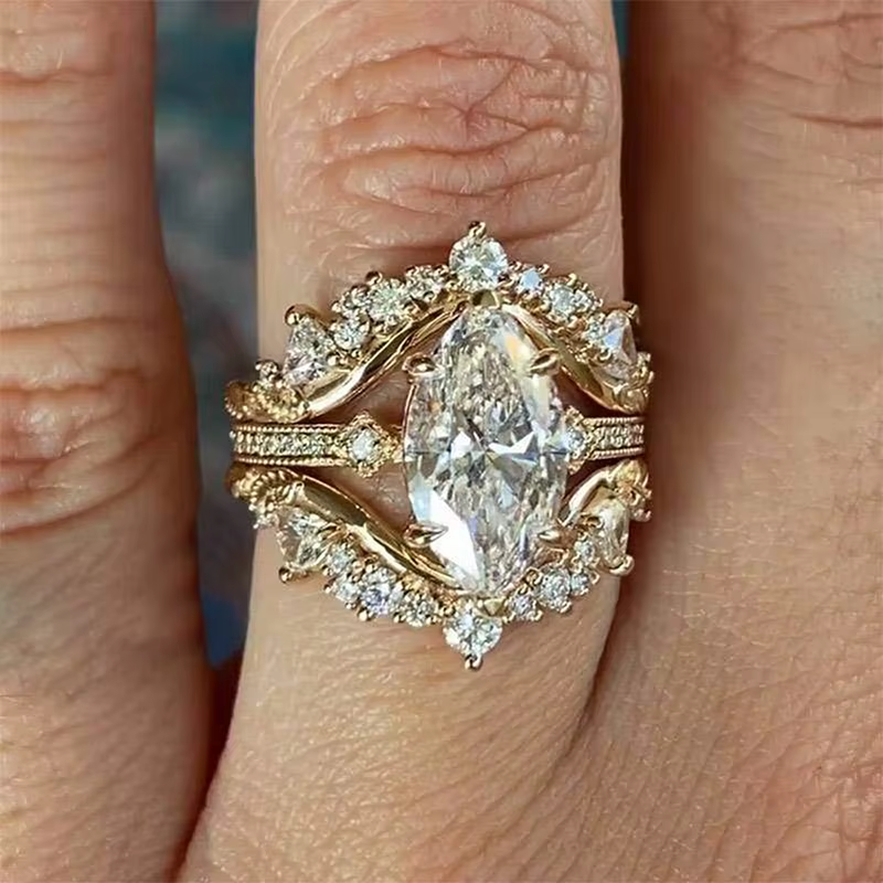 Huitan – magnifique bague coupe Marquise pour femmes