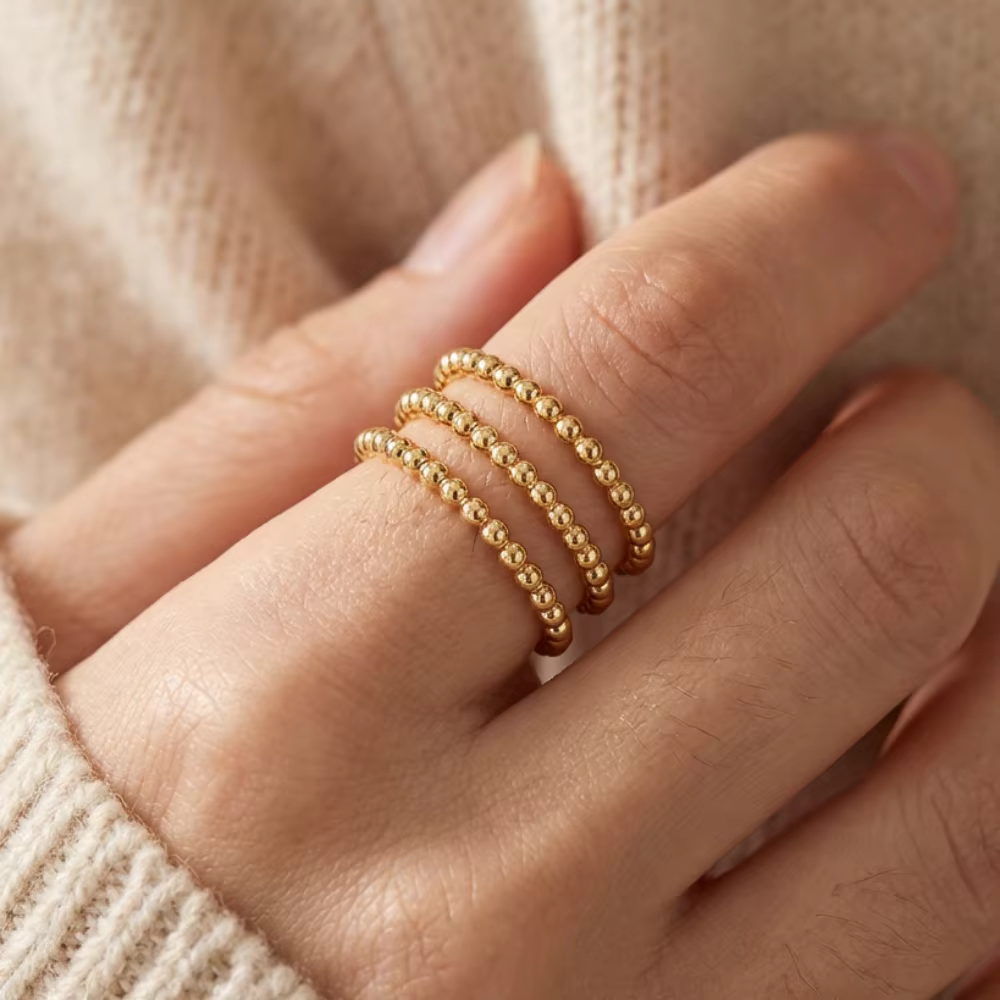 1/3 pièces Mariasz minimaliste délicat mince empilable perle boule ondulation anneau en acier inoxydable couleur or bijoux délicats pour les femmes