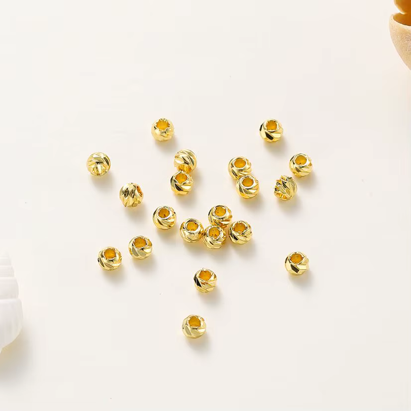 20 pcs/lot 18 K plaqué or rayé coupe fleur perles boucle d'oreille collier