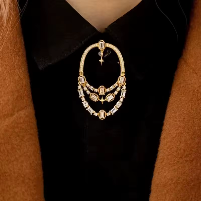 Broche pendentif en strass baroques pour femmes