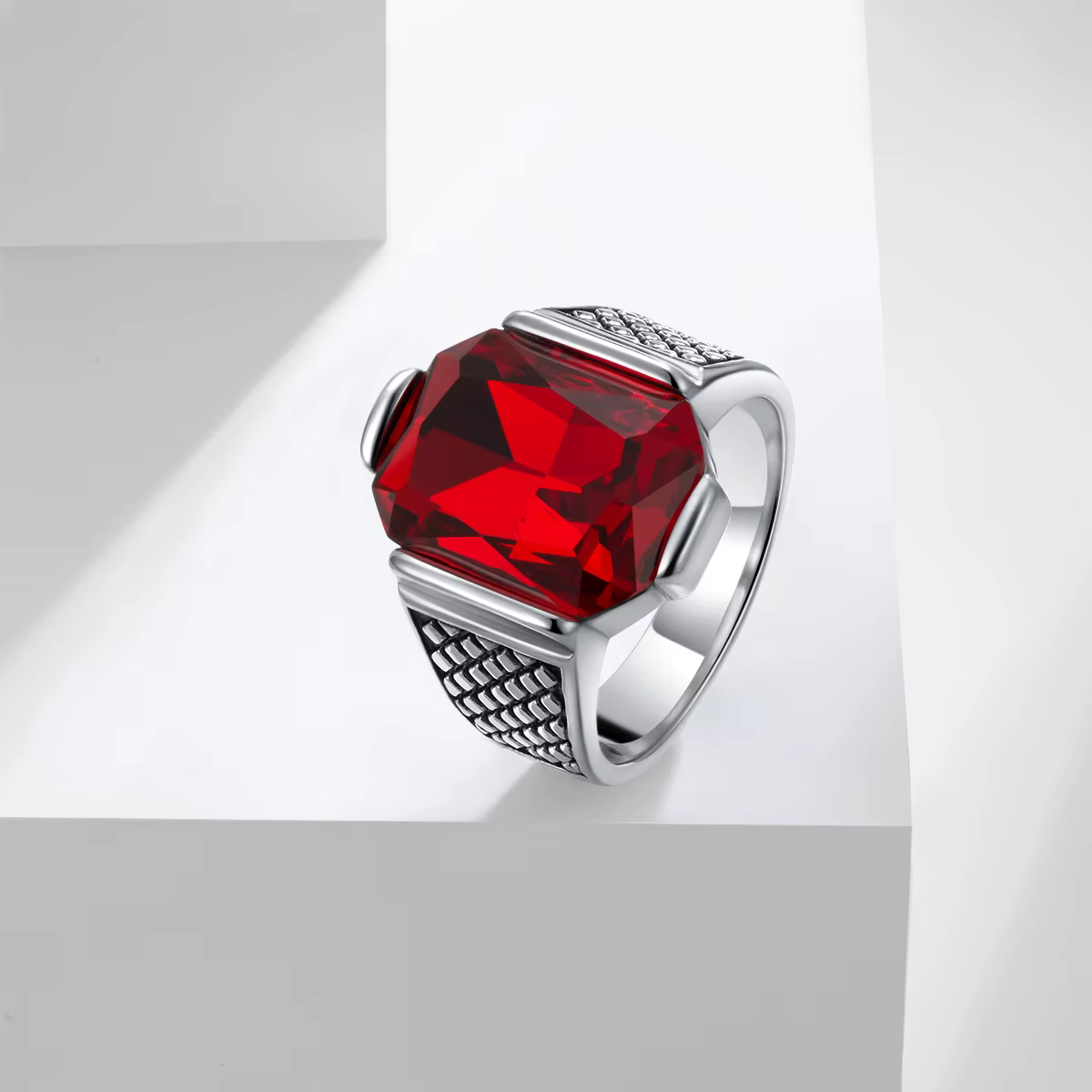 Bague en pierres précieuses en acier inoxydable 316L avec style minimaliste inspiré de l'horloge – Unisexe