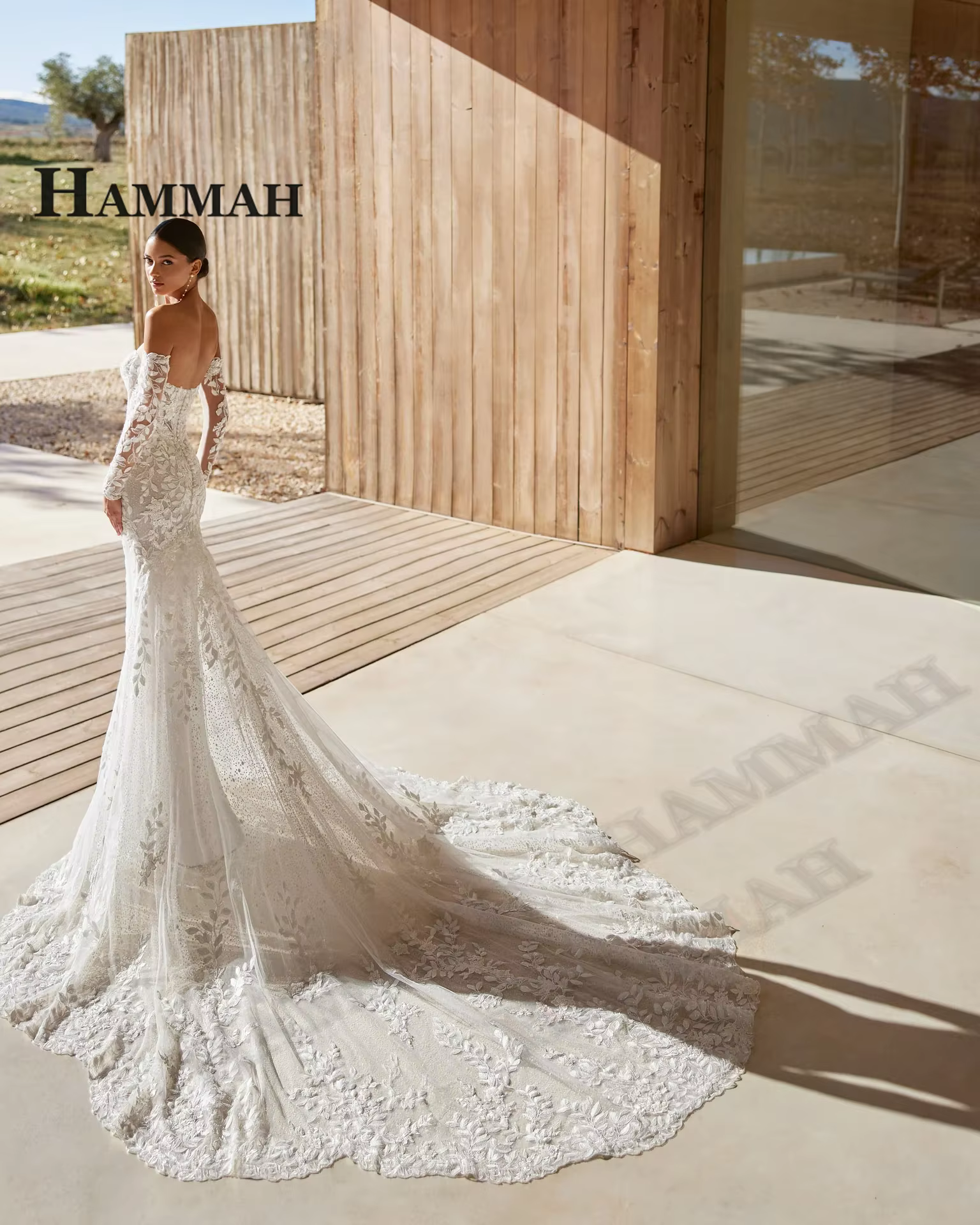 HAMMAH Robe de mariée tendance à manches longues