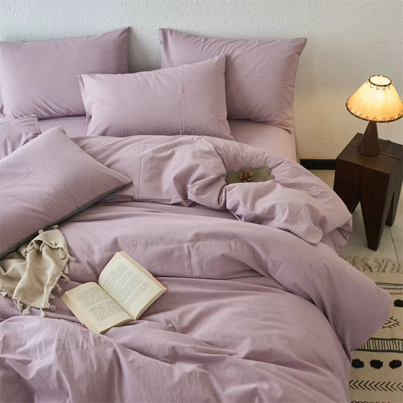 Ensemble de housse de couette en pur coton lavé