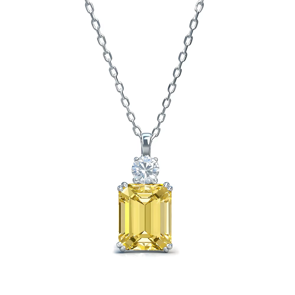Wong Rain 925 argent Sterling 8*10 MM Tanzanite saphir rubis Citrine émeraude haute teneur en carbone diamant pendentif collier bijoux fins