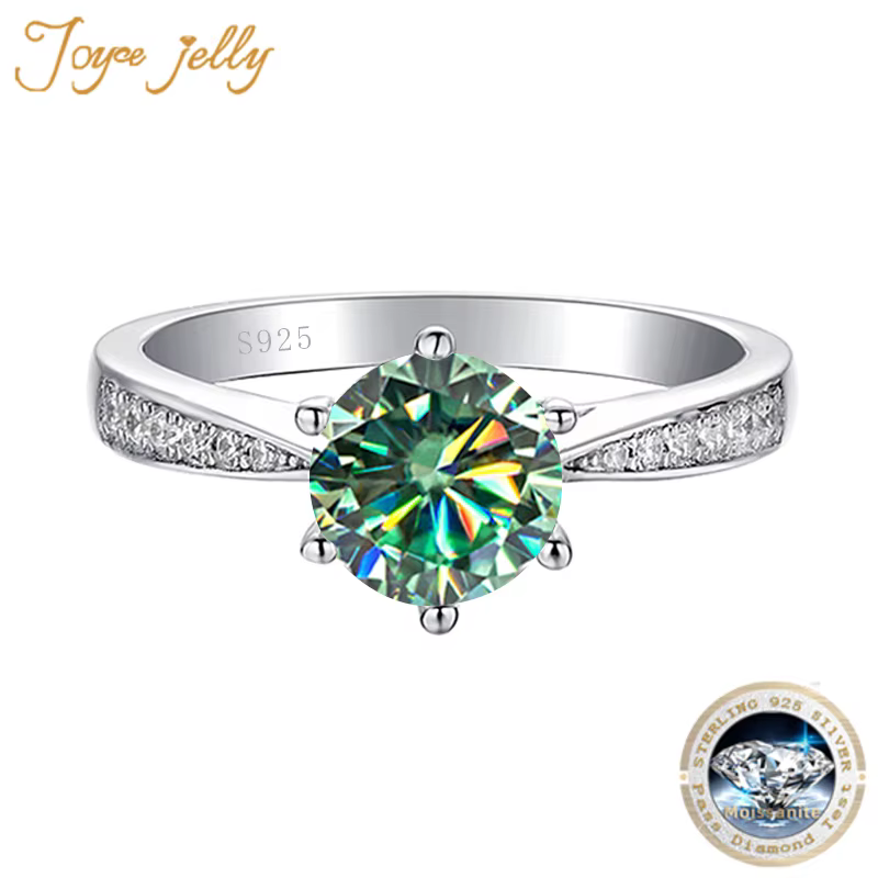1CT bleu vert Moissanite bague pour femmes solide 925 en argent Sterling mariée femme fiançailles mariage luxe bijoux