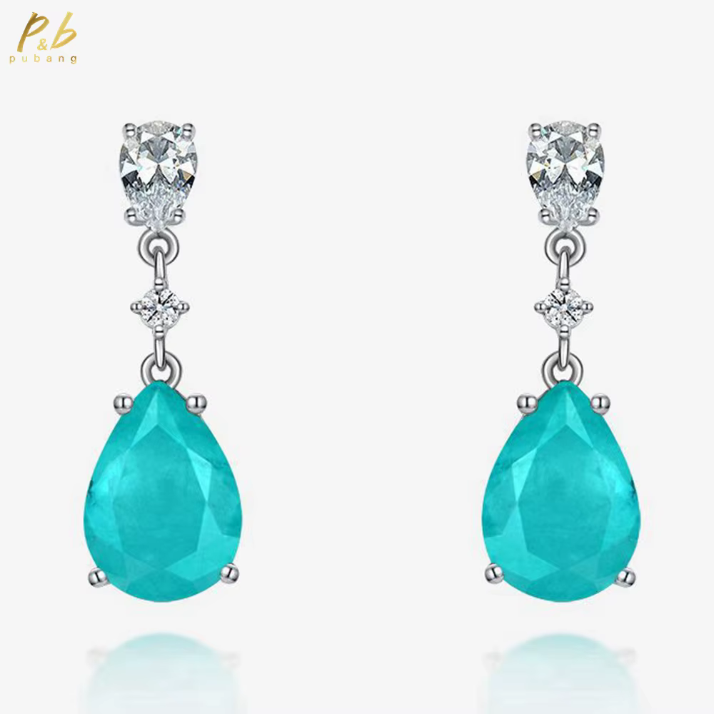 Fine Jewelry Boucles d'oreilles pendantes en argent sterling 925 avec pierres précieuses en saphir de laboratoire