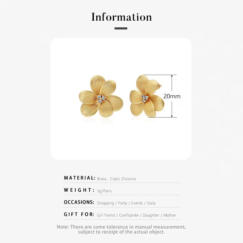 VAROLE luxe boucles d'oreilles florales pour femmes délicat brillant pétale Design avec zircon cubique couleur or bijoux