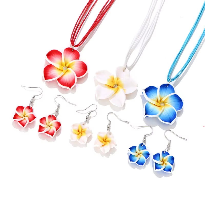 Nouvel ensemble de bijoux bohèmes tressés à grandes fleurs pour femmes