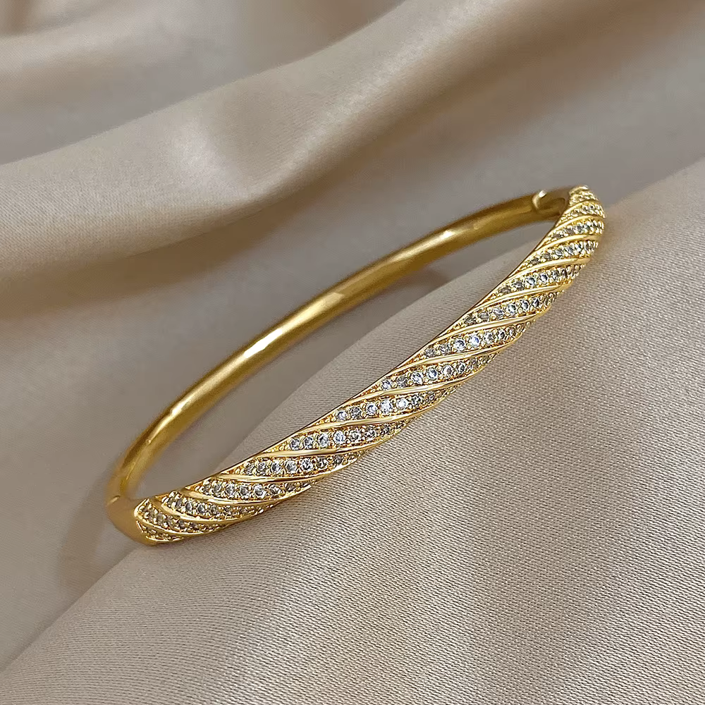 Bracelets de luxe torsadés en Micro incrusté de Zircon pour femmes