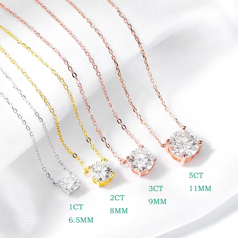 Smyoue 1-5CT couleur or Rose Moissanite collier pour femmes