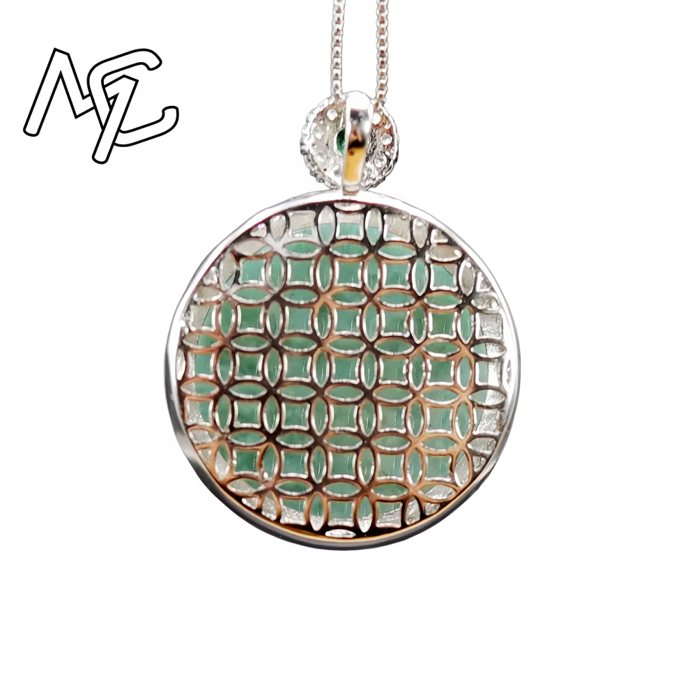 Collier pendentif Phénix en argent S925 avec émeraude naturelle véritable sculptée