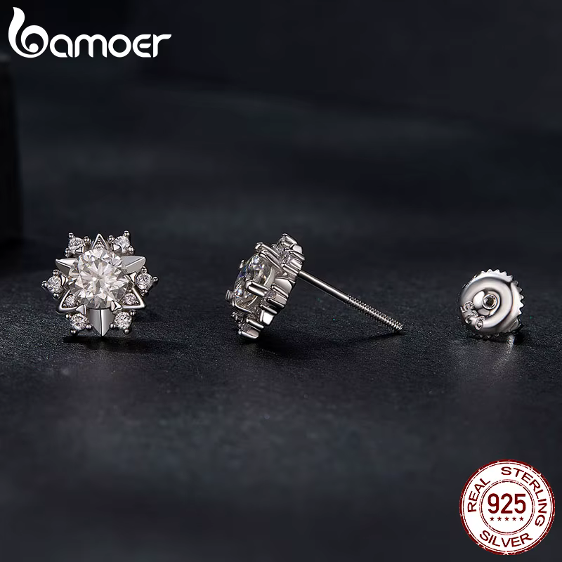 Bamoer – ensemble collier et boucles d'oreilles en Moissanite pour femmes