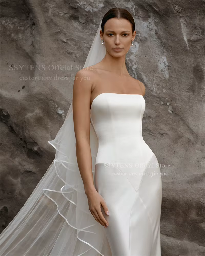 SSYTENS Robes de mariée simples personnalisées sans bretelles
