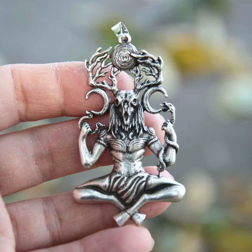 Mythologie Cernunnos dieu à cornes pendentif maître des animaux collier Vintage Talisman païen amulette Samhain bijoux cadeaux