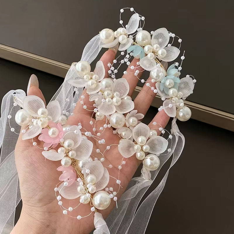 Printemps bohème filles mariée perle cheveux coiffure fleur couronne