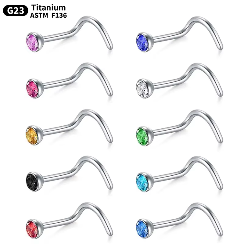 1PC 18G 20G nez Piercing cristal narine