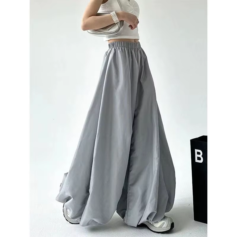 Pantalon large pour femme, taille haute, fluide, style ballon