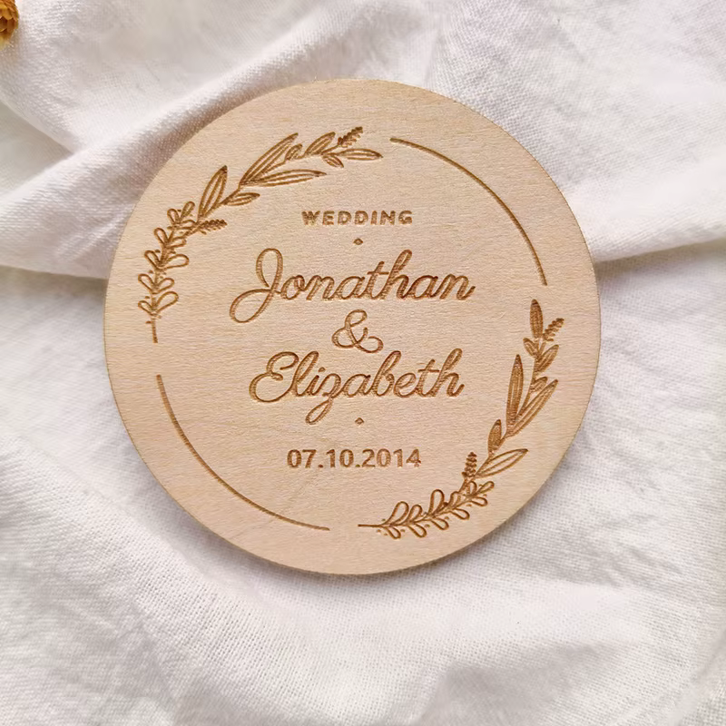 Aimants en bois personnalisés Souvenirs de mariage pour les invités