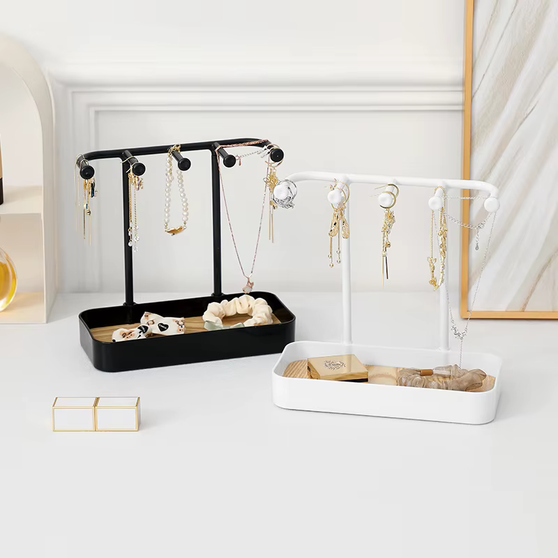 Présentoir de Bijoux à la Mode T1 avec Base en Bois