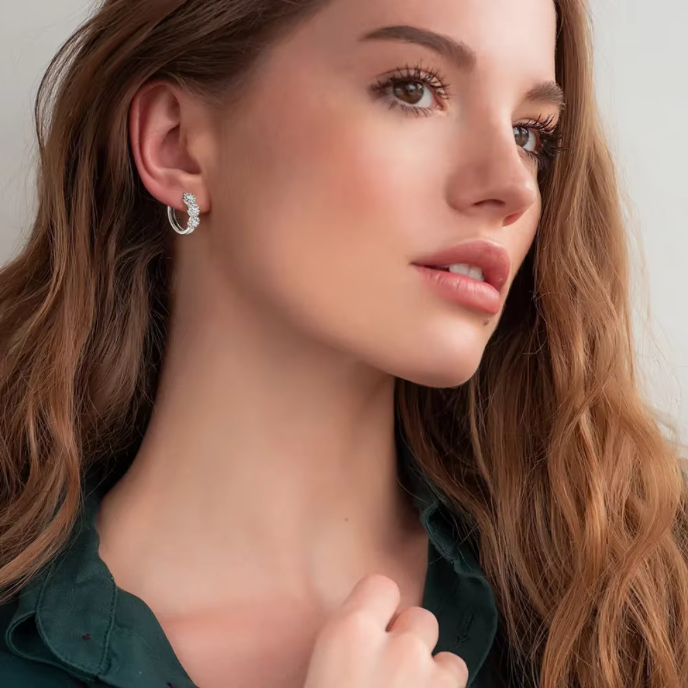 M-JAJA Halo Moissanite boucles d'oreilles pour femmes 925 en argent Sterling diamant