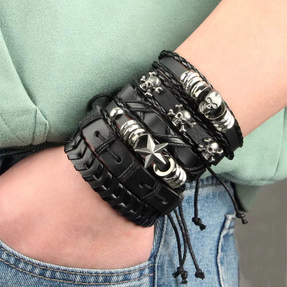 Bracelet Viking en cuir tissé pour hommes