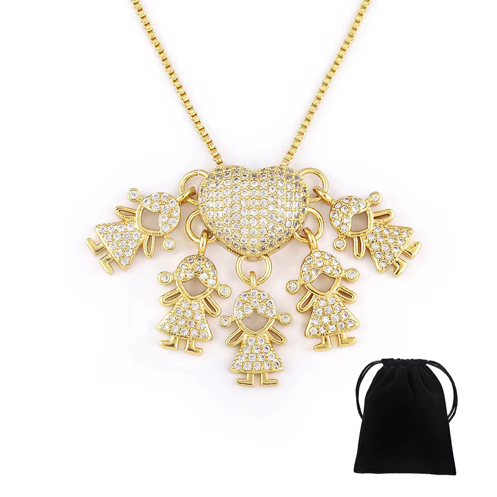 Nidin mode pavé brillant cristal Zircon coeur forme garçon fille cuivre pendentif colliers pour femmes famille fils/fille bijoux cadeau