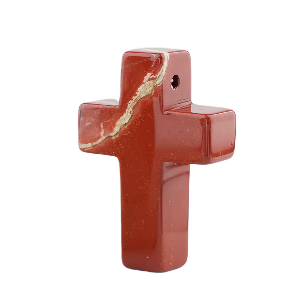 Collier pendentif en jaspe rouge 22x30mm en forme de croix