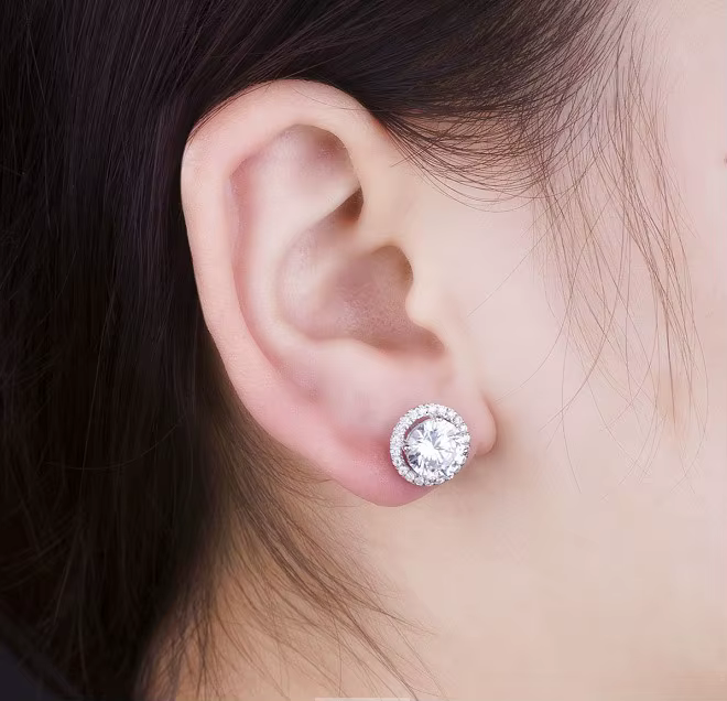 Platine massif PT950 Boucles D'oreilles 0.5CT/Pièce De Fiançailles Diamant Boucle D'oreille LovelyParty