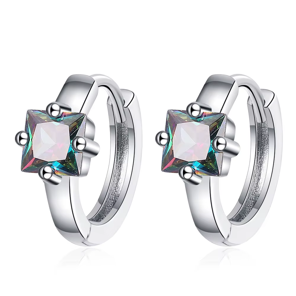 Petites boucles d'oreilles carrées en argent 925 de haute qualité pour femmes