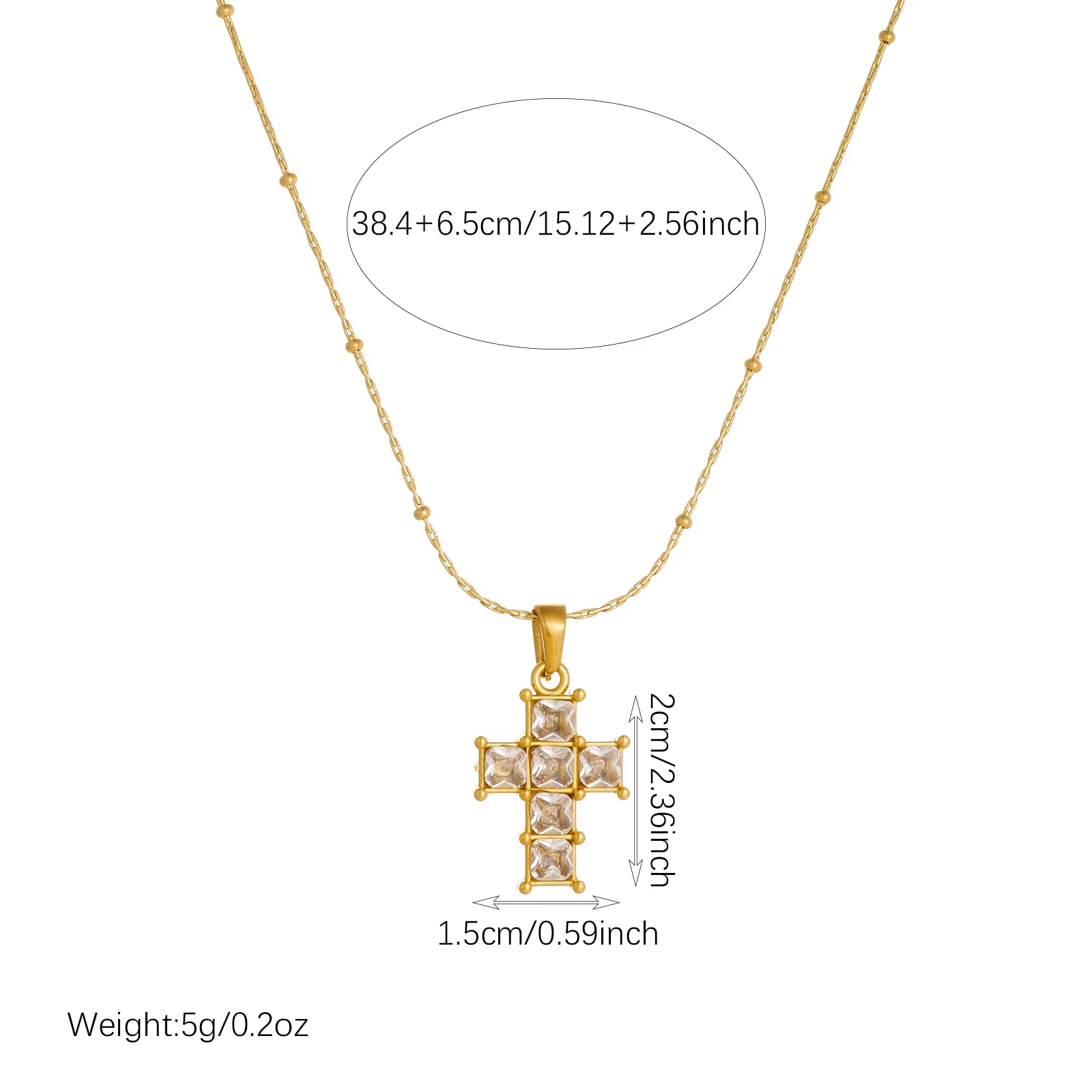 DIEYURO – collier avec pendentif croix dorée en acier inoxydable 316L