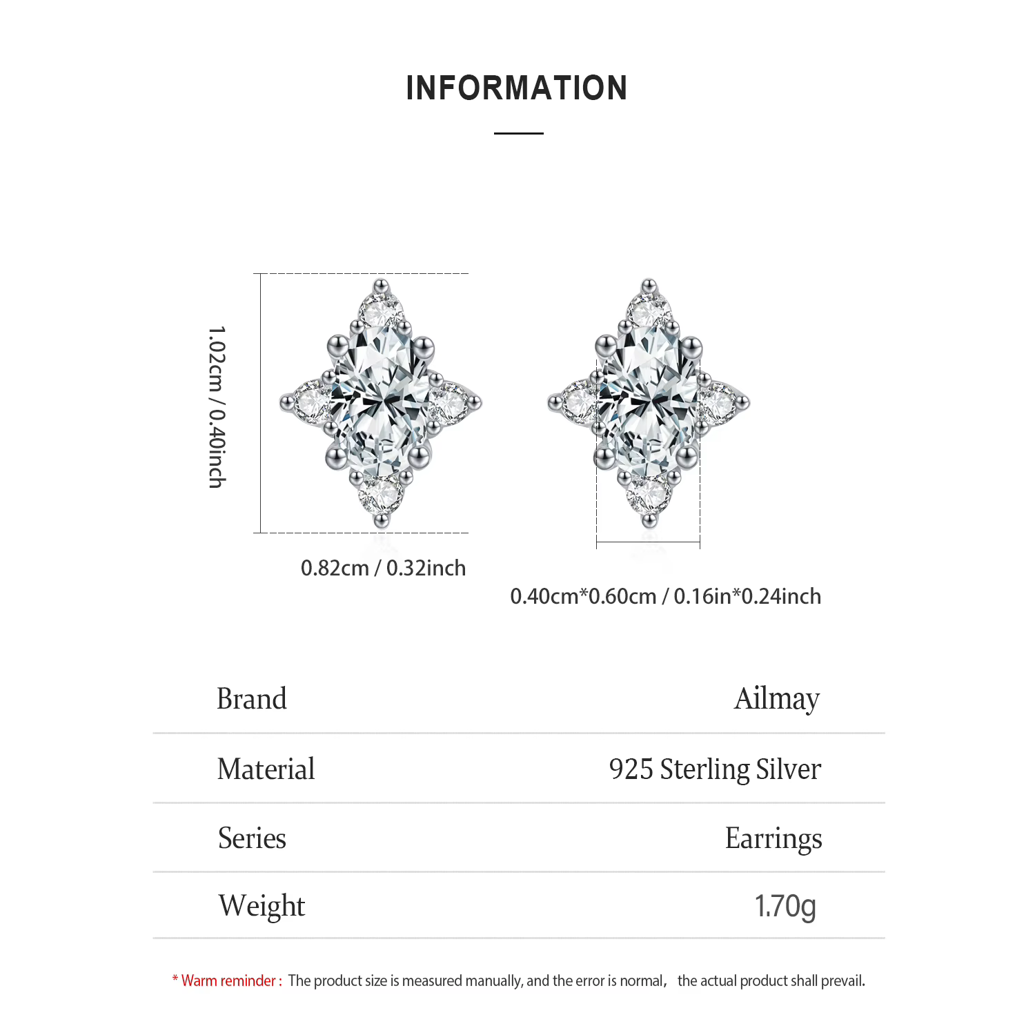 Boucles d'oreilles Ailmay Exquisite Shining Star pour femmes