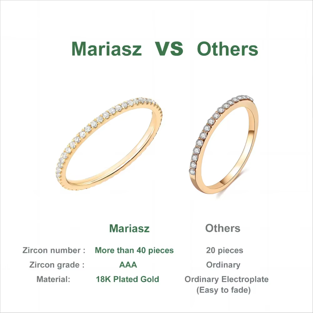 1/3 pièces mince délicat empilable anneau minimaliste pleine éternité bande cubique zircone couleur or Rose plaqué pavé anneaux pour les femmes