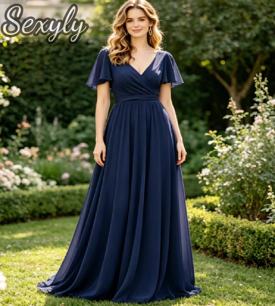 Robe de Demoiselle d'Honneur en Chiffon Vert Sauge