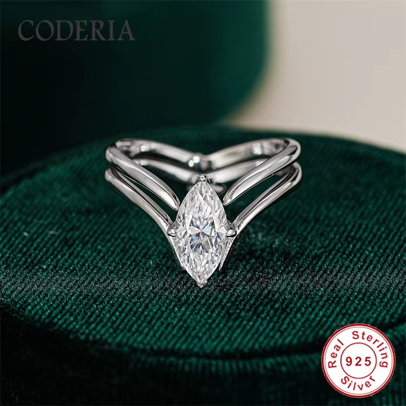 Bague Moissanite taille Marquise 1CT