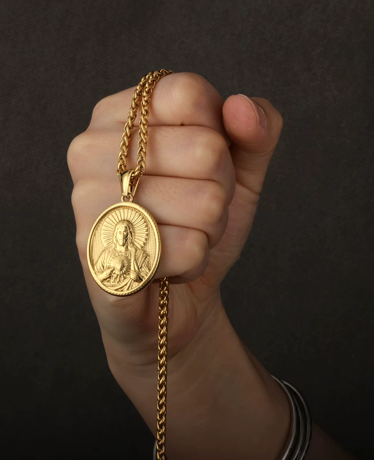Diyalo 3 couleurs sainte icône sacré coeur de jésus pendentif en acier inoxydable collier à faire soi-même bijoux sacraments cadeaux de Confirmation