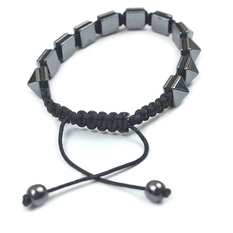 Bracelet ajustable tressé à pointes style punk biker pour homme