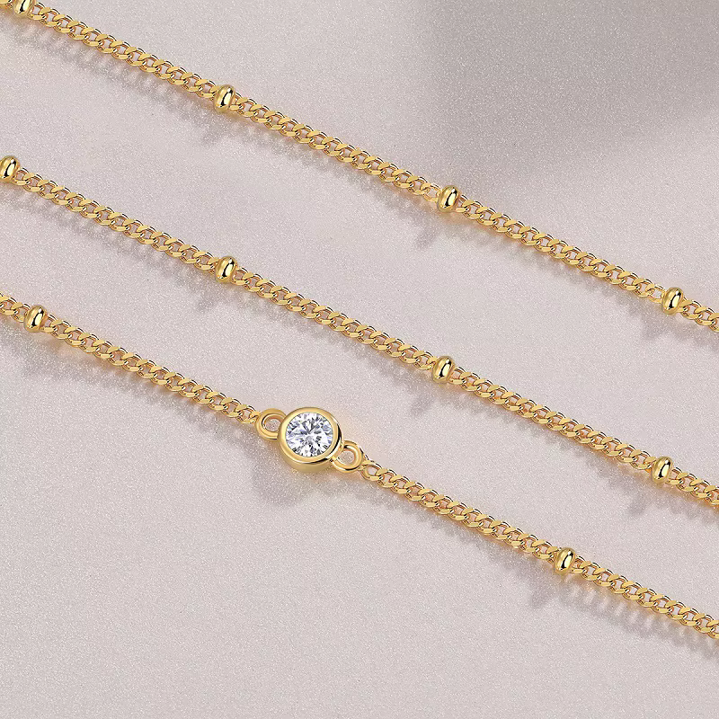 Bracelet Chaîne de Main en Argent Sterling S925 Plaqué Or avec Moissanite JIUZUAN