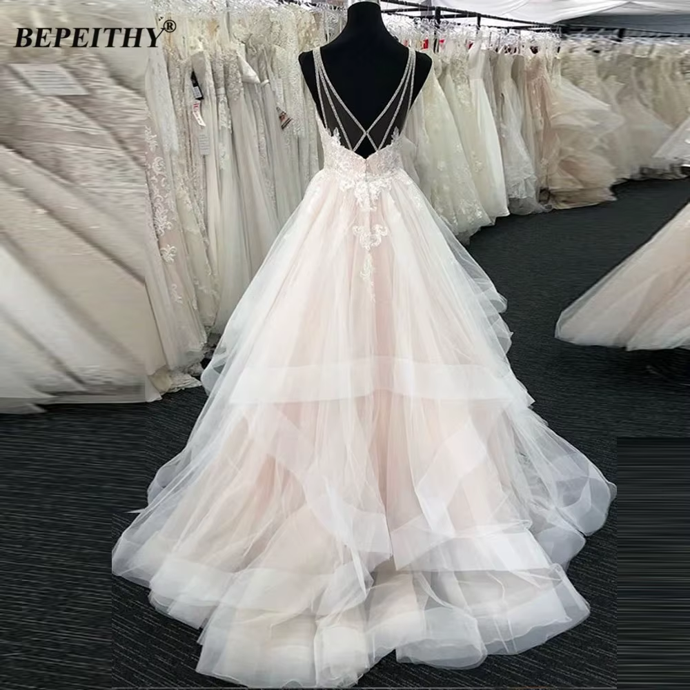 Robe de mariée personnalisée BEPEITHY coupe trapèze pour femme