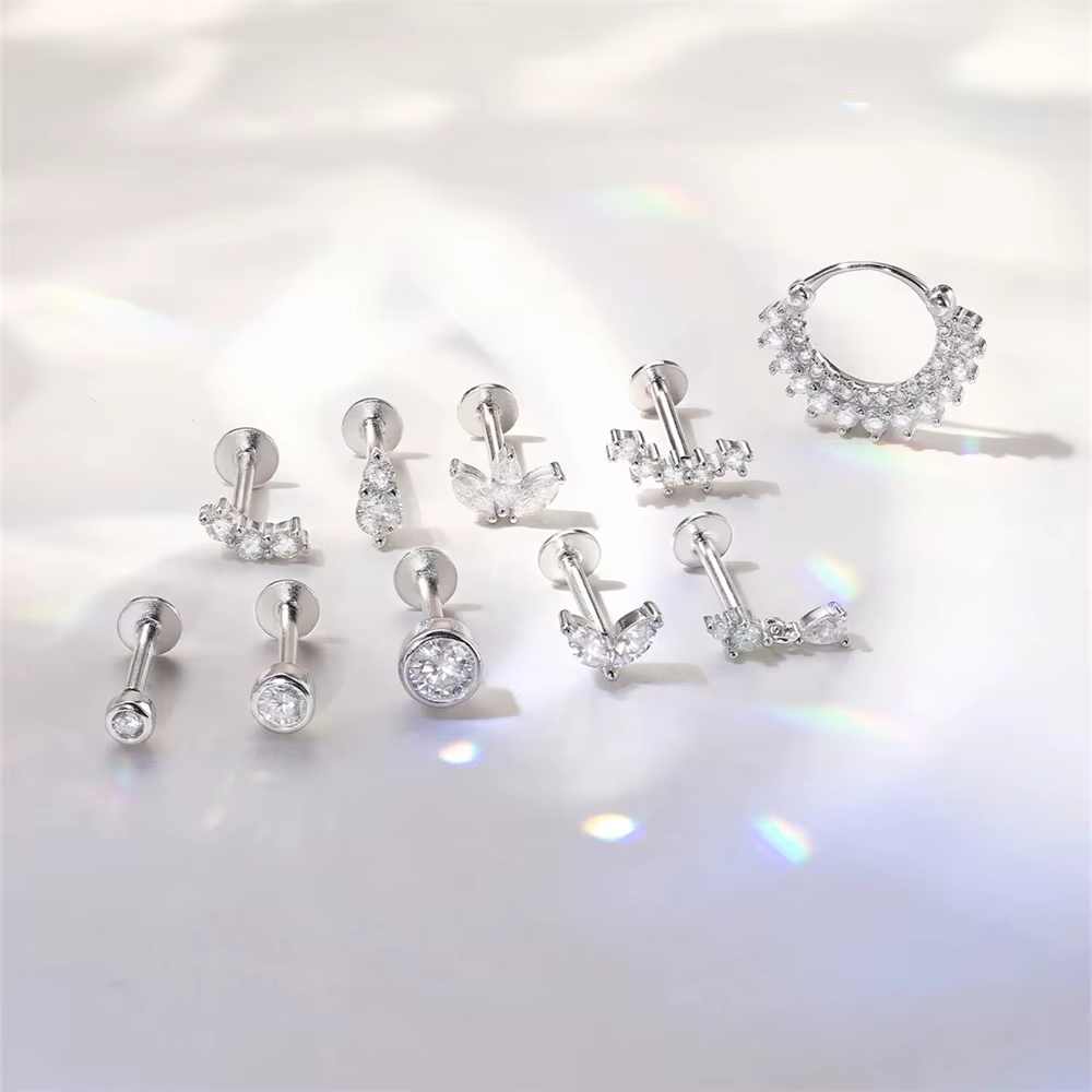 Aide Moissanite diamant boucles d'oreilles pour femmes original 925 en argent Sterling vis arrière
