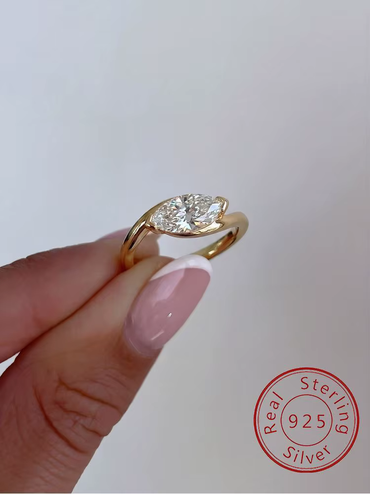 Bague ondulée en argent Sterling 925 pour femmes