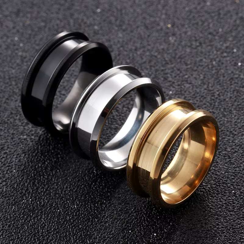 Bague tendance en acier inoxydable de 8mm