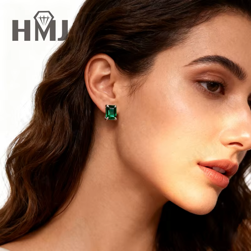 Boucles d'oreilles Columbia en émeraude/rubis/saphir cultivées en laboratoire