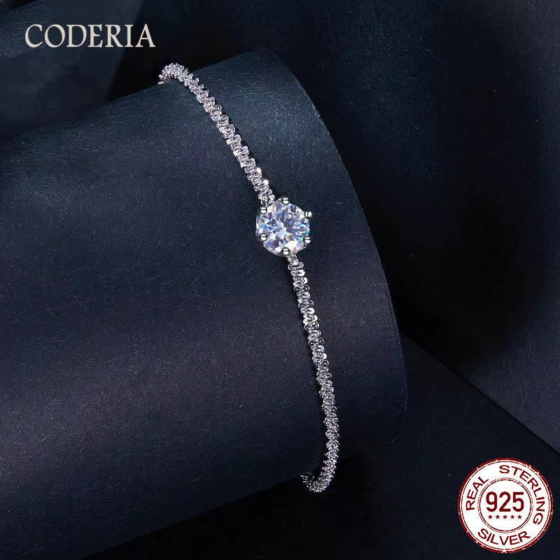 Bracelet Moissanite plaqué or 18 carats pour femme