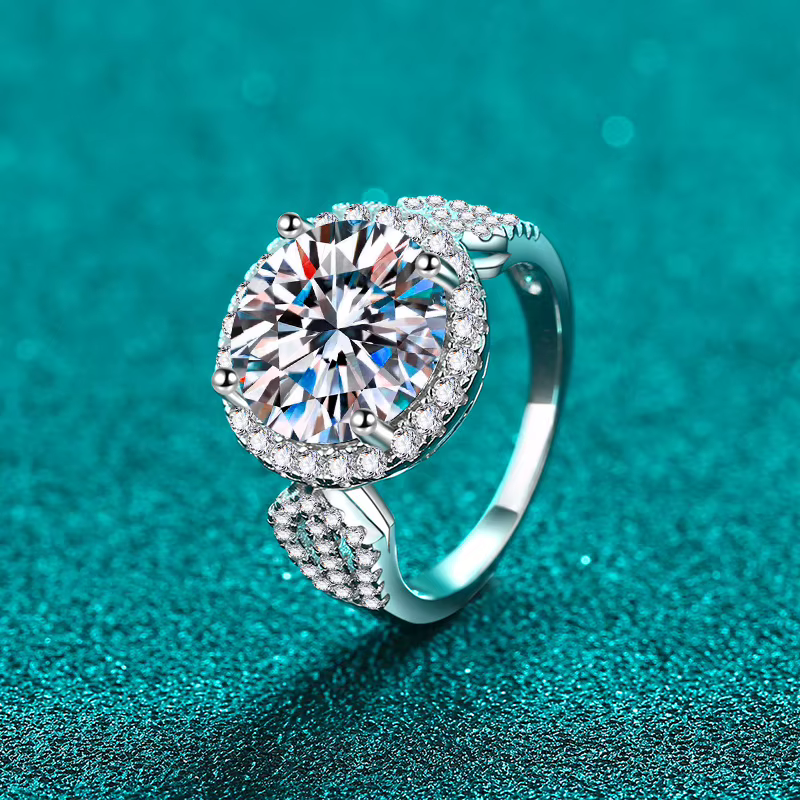 CODERIA GRA-Bague Moissanite en Argent Sterling 925